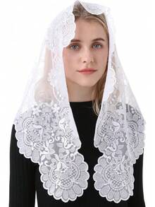 ¡RecomendadoAmmmscaf - Velo de iglesia para mujer, velo de capilla, católico, latino, velo de masa, bordado de encaje, cubierta para la cabeza¡Top de Temporada - blanco elegante - Ver 2