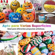 24 Colores Pintura Acrilica Profesionales, 59ml Pinturas Oleo con 10 Pinceles y 1Paleta, Set de Suministros de Arte para Tela, P - 24 - Ver 8