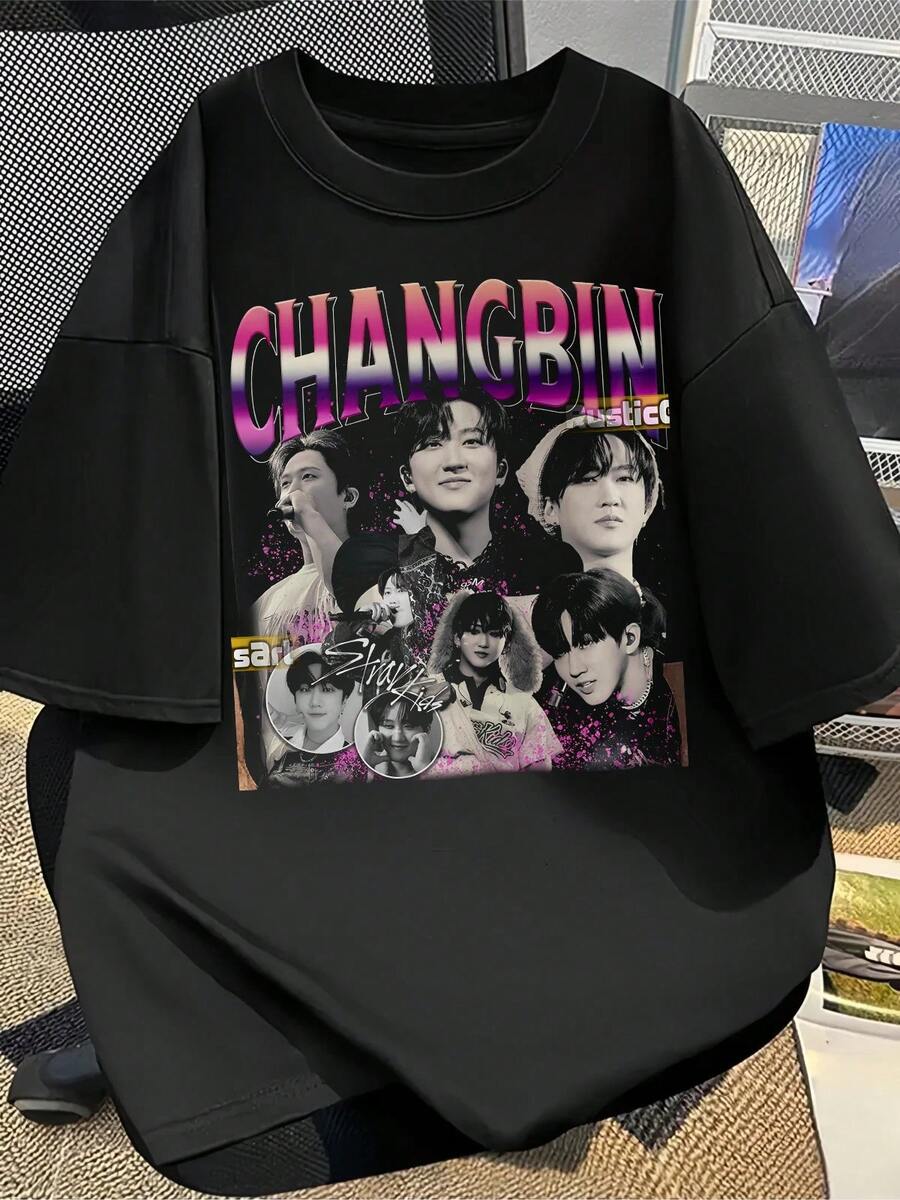 2026-CHANGBIN, Maglietta personalizzata Changbin, Merch vintage vintage, Maglietta bootleg del concerto di Seo Chang-Bin, Regalo per fan del gruppo K-Pop, Maglietta stampata - Realizzata in puro cotone, è morbida e traspirante, adatta a uomini e donne. È una camicia casual adatta a tutte le stagioni e serve come souvenir di moda. È adatta all'uso quotidiano, per gli appassionati di moda di strada e per gli amanti della musica. - nero - Visualizzare 1