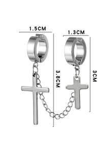 Nooxian 1 pieza Cuff de oreja accesorio cruzado - Plateado - Ver 3