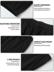 Men's Solid Color Drawstring Jogging Pants, Suitable For Outdoor Sports And Fitness In Any Season, Men's Casual Versatile Drawstring Pants | Boyfriend Gifts, And Easter Gifts. - 黑色 - 查看 5