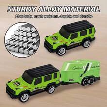 ¡RecomendadoMini Camioneta Offroad con Remolque A Control Remoto Mini Camioneta RC Escala 1:64 con Luces (Verde)¡Top de Temporada - Azul - Ver 8