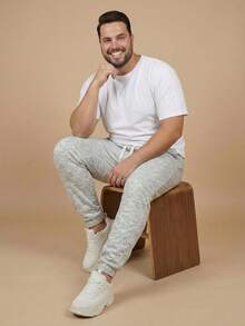 Men's Plus Size Jogger Sweatpants In Flannel Fabric With Pocket | Warm, Plus Size Men's Pants - 灰色 - 查看 3