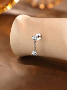 1件 莫桑石水钻 925纯银花朵不对称平底耳骨螺旋穿刺耳环 精致首饰 适合日常佩戴 婚礼派对 订婚 周年纪念 情人节 - 銀色 - 查看 7