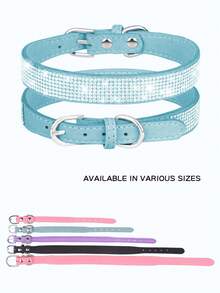 Collar para perro/gato de 16-46 cm de tamaño de cuello - Lujo con cristales brillantes, terciopelo suave, piel sintética duradera y ajustable para mascotas pequeñas/medianas/grandes - Multicolor - Ver 8