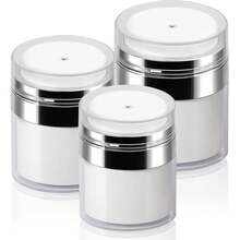 3 Pcs Airless Pump Jars Mixed, Empty Makeup Containers, Refillable Vacuum Bottle Dispenser For Cream, Travel Bottles For Toiletries, Leak Proof Air Pump Jar For Cream Lotion, Eye Cream, Liquid, Foundation, Shampoo - 3 件裝 - 查看 1
