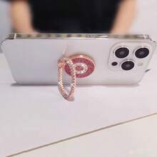 1pc Glitter Rhinestone Ring Phone Holder, Convenient TV/Video Watching Stand, Sturdy Adhesive Grip, Anti-Drop Phone Grip Holder - Multicolor - View 5