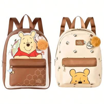 Disney Mochila de Costas Ursinho Pooh Original  Escolar Volta as Aulas Infantil Fofa Resistente Passeio Viagem Criança
