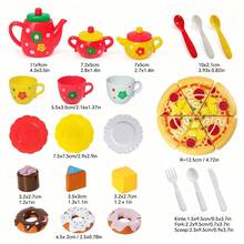 27 Buah Set Pesta Teh untuk Anak Perempuan, Set Ketel Simulasi, Mainan Dapur Waktu Minum Teh Putri dengan Teko dan Cangkir, Donat dan Pizza, Cocok Sebagai Hadiah Ulang Tahun dan Paskah untuk Anak-anak - MultiWarna - View 3