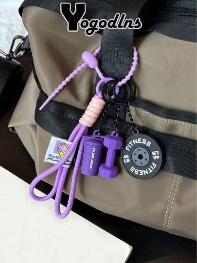 Yogodlns Mini Barbell Plates Key Chain With Buckle Water Cups Simulation Dumbbells Keyring Kettlebells Creative Bag Pendant Charm Y2K Fashion Sports Fitness Bag Pendant Mini Dumbbell Water Cup Keychain Camera Mobile Backpack Accessories For Women