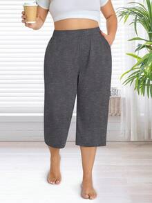 3-Pack Women's Plus Size Capri Sweatpants - Loose Cropped Yoga Lounge Pajama Pants With Pockets, Summer Casual Comfort - Xám nhạt + xám đậm + đen - Xem 6