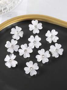 10个春夏新款树脂小花四叶草编织发夹，适合日常、上学、街头、海滩、度假、拍照等场合 - 彩色 - 查看 3