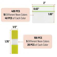 Sticky Index Tabs - 500 Pcs, 21 Sets, Colorful Page Markers For Binders, Books, & Notebooks - Citrus - View 4