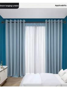 1pc Adjustable Stainless Steel Single-Sided Telescopic Rod, Multi-Section Modular Easy Installation, Suitable For Bathroom Shower Curtain Metal Tension Rod, Also Suitable For Wardrobe Hooks, Door And Window - Multicolor - View 10