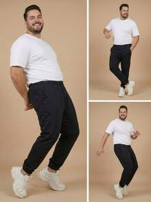 Men's Plus Size Jogger Sweatpants In Flannel Fabric With Pocket | Warm, Plus Size Men's Pants - Black - View 5