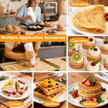 Pancake Batter Dispenser Bottle Kit - 4.5 - Cup Pancakes Mixer With Shaker Ball Stainless Steel Whisk And Brush, Squeeze Bottles Cupcake Muffin Waffle Crepe - 紅白色 - 查看 7
