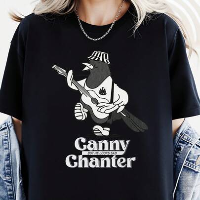 Sam Fender Official Canny Chanter T-Shirt - Unisex Men's & Women's Scottish Music Fan Apparel With Iconic Song Lyric & Guitar Dog Logo Print, All-Season Comfort Round Neck Tee For Concerts & Casual Wear 100% Cotton 1PC 180g