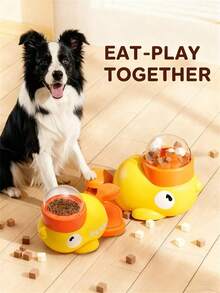 IInteractive Duck-Shaped Pet Feeder Toys - Orange Beak & Foot Design Durable Plastic Puzzle Feeder, Battery-Free, Engages Small To Large Pets With Fun Dispensing Game, Sturdy Pet Toys, Pet Feeding Station, Playful Pet Design, Easygrip Handle - Multicolor - View 4