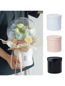 1个圆形纸质拥抱桶，圆形花盒，圆形花盒，糖果桶 - 彩色 - 查看 3