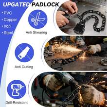 Cerradura de cadena de acero endurecido avanzada, resistente a la lluvia, con cadena de puerta, cerradura de  antirrobo - como en la foto - Ver 4