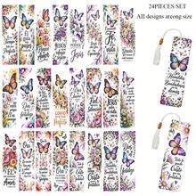 24pcs Exquisite Colored Spanish Butterfly Floral Inspiring Scripture Bible Verses Bookmarks Stickers For Book Lovers Page Markers And Daily Spiritual Reminders, Gifts For Religious Activities And Church Gatherings Perfect For DIY Reading Decor - Multicolor - View 7