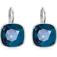 ¡RecomendadoAOBOCO - Aretes de plata esterlina adornados con cristales de Austria, aretes de vidrio cuadrados con corte de cojín, hipoalergénicos, joyería de aniversario de cumpleaños, regalos para mujeres¡Top de Temporada - Negro - - Ver 16