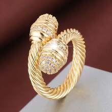 1件装时尚鼓槌形交叉对称设计人造可调节开口环 - 彩色 - 查看 13