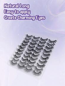 (20 Pairs,5 Styles) Large Volume Wholesale Luxurious Faux Mink Lashes Natural Look Wispy Fluffy Handmade Cat Eye False Lash Pack, False Eyelashes Set, Fake Lashes Strips, Makeup Fake Eyelashes Pack - Black - View 7