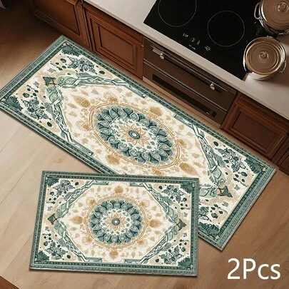 2D Retro Bohemian Style Printed Pattern Rug, Soft Floor Mat For Bedroom Entryway, Home Decor For Entrance, Porch, Indoor - Washable Floor Covering For Living Room, Bathroom, Bedroom, Game Room, Laundry Room, Dorm