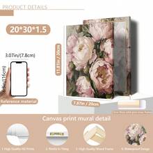 1pc Vintage Peony Floral Oil Painting On Canvas, Wooden Frame Wall Art Decor, Elegant Still Life Home Decoration, Ideal Gift - Multicolor - View 13