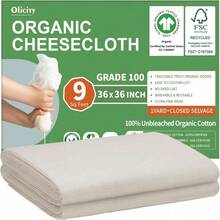 Reusable Unbleached Organic Cotton Cheesecloth  Certified Grade 100 Fine Mesh Fabric With Closed Edges 36x36 Inch For Straining Cooking Crafts 9 Sq Ft - 1 - View 6