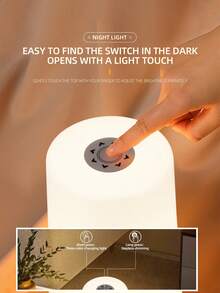 1pc 3-Color Touch Sensor Lamp, Bedside Night Light, Desk Lamp, 800mAh Battery Capacity, Dimmable, Suitable For Bedroom, Room, Living Room, Office, Home Decor, Christmas, LED Light - Touch Night Light - View 12