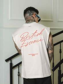 DMUNIZ Oversized Crew Neck Tank Top Streetwear British Essence London Brazil New Release 100% Cotton - 奶油 - 查看 3