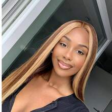 200% Density P4/27 # Highlight Ombre Straight 13*4 Transparent Ear To Ear Lace Front Hair Wig Pre Plucked Pre Bleached Wig Blended Wigs- For Women Natural Hairline With Baby Hair P4/27# - SP4/27 - View 11