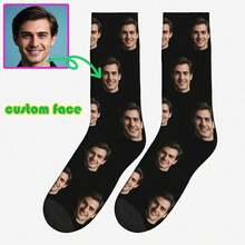 Customized Men's Mid-Tube DIY Photo Portraits, Sexualized Novelties - The Perfect Gift For Your Boyfriend Or Partner, Parent/Mother, Birthday Or Special Occasion - đen - Xem 1