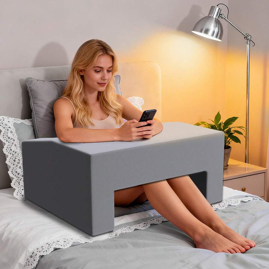 Multi-Functional Lap Pillow Desk - GamingPillow For Lap, Reading Pillow For Adults &Book Pillow With Storage And Adjustable - 淺灰色 - 查看 1