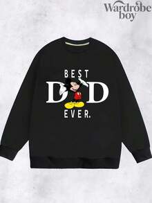 Disney Printed Pullover Sweatshirt, Mickey Mouse 'Best Dad' Sweatshirt, Disney Dad, Father's Day Sweatshirt, Best Dad, Mickey Dad Sweatshirt, Disneyland Gift.High-Quality, Suitable For Spring And Autumn, Comfortable And Breathable | Exquisite Design | Best Choice For Gifting - màu đen - Xem 2