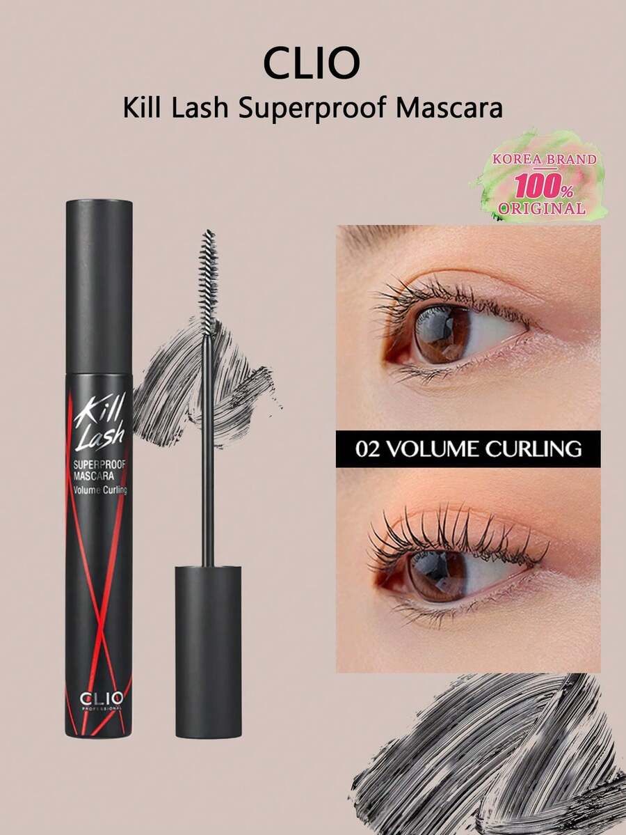 Clio Kill Lash 超強防水睫毛膏 #2 豐盈捲翹 7g/0.24oz,純素配方,豐盈捲翹加長,不暈染防水,細刷頭易上妝,適合初學者,韓系美妝,Olive Young,禮品 - #2 Volume Curling - 查看 1