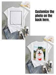 Customizable Plus Size Women's T-Shirt, Perfect Gift For Your Girlfriend Or Wife. Customizable Portrait, Pattern, Pet Or Name. - White - View 2