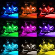 12 tiras de luces LED RGB para motocicleta con modo de parpadeo, salto y atenuación, con control remoto - como en la foto - Ver 3