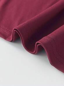 字母和人脸印花休闲大码圆领短袖T恤，适合夏季度假、母亲节礼物、日常穿着、外出、节日、海滩、派对、生日、聚会、学校、音乐节、假期、通勤、健身、春季上衣、女士夏季服装、女士度假服装、海滩服装、度假服装 - 酒紅色 - 查看 4