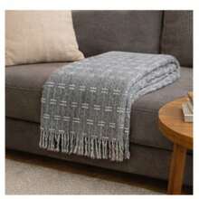 Luxurious Striped Sofa Throw 180x240 Handmade Decoration - gris con línea blanca - View 11