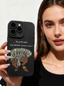 Funda de teléfono "Dinero y respeto" de 1 dólar, cubierta protectora suave de TPU mate negro, protección de lente, impresión del eslogan "No ex no next", diseño estético, protección antideslizante, adecuada para uso diario y regalo de cumpleaños, compatible con iPhone - Negro - Ver 7