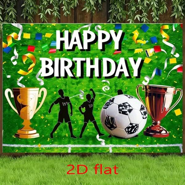 2D Flat Backdrop, 1pc Soccer Theme Birthday Party Banner, For Soccer Birthday Party Decor, Sports Theme Wall Banner, Home Decor Banner, Party Supplies, 2D Wall Decor