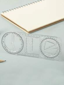 1 pieza Regla multifunción, regla de dibujo geométrico, regla de función especializada para estudiantes, juego de reglas universales, regla de dibujo de papelería, juego de papelería de transportador geométrico giratorio de matemáticas - gobernante - Ver 6