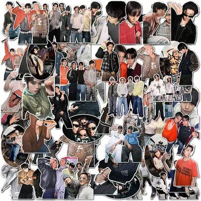 LNGSHOT <Saucin'><Backseat><FaceTime>55pcs Combination Of Waterproof Stickers, Decorative Collage Popular Group Support Sticker