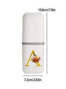 便携式旅行牙刷盒，印有闪亮金色字母 A-Z 和花卉图案，浴室用品，户外旅行牙刷牙膏收纳盒，字母系列印花防尘收纳盒，旅行必备，返校用品，露营度假必备，暑假用品，浴室配件，家居用品，收纳用品 - 彩色 - 查看 11