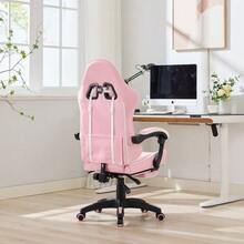 360° Swivel Ergonomic Racing Design Gaming Chair Leather High Back Office Chair Height Adjustable Work Chair With Footrest, Headrest And Lumbar Support For Office And Gaming - 白色 - 查看 7