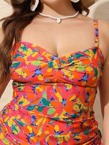 2pcs Floral Print Sexy Casual Tankini Swimsuit, Beach Vacation Summer - Red - View 4