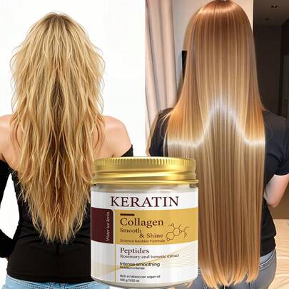 胶原蛋白角蛋白发膜 - 深层滋养秀发，专为干枯受损发质设计 - 恢复秀发光泽、强韧度和弹性 - 蕴含摩洛哥阿甘油、椰子油和乳木果油 - 滋养修护配方，令秀发健康亮泽 - 护发产品，精美包装